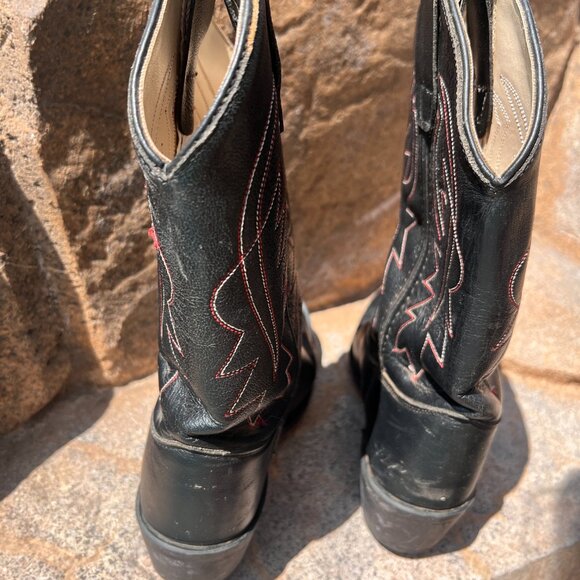 Cody James - Kids - Western Black Leather Cowboy Boots - Size 4 - Picture 6 of 10